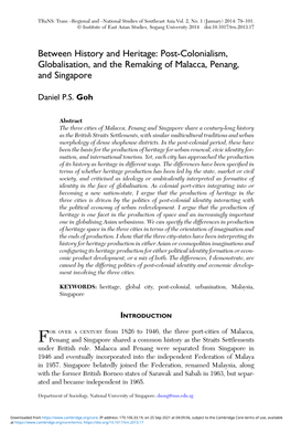 Between History and Heritage: Post-Colonialism, Globalisation, and the Remaking of Malacca, Penang, and Singapore