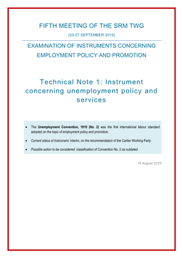 Technical Note 1: Instrument Concerning Unemployment Policy and Services