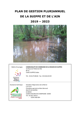 Plan De Gestion Pluriannuel De La Suippe Et De L'ain 2019