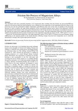 Friction Stir Process of Magnesium Alloys M