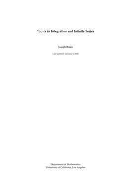 Topics in Integration and Infinite Series