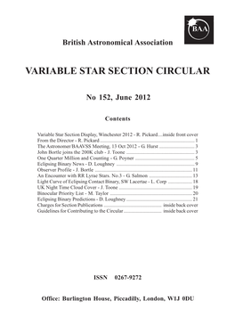 Variable Star Section Circular