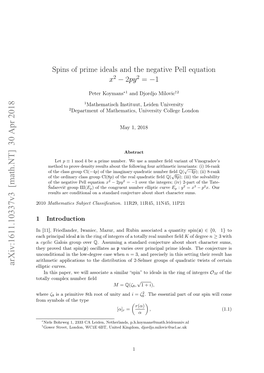 Spins of Prime Ideals and the Negative Pell Equation $ X^ 2-2Py^ 2=-1$