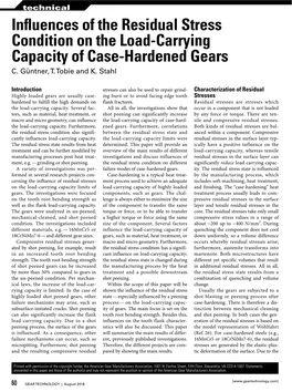 Influences of the Residual Stress Condition on the Load-Carrying Capacity of Case-Hardened Gears C