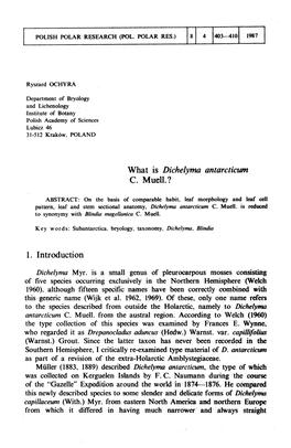 What Is Dichelyma Antarcticum C. Muell.? 1. Introduction