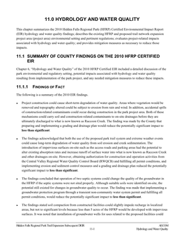 11.0 Hydrology and Water Quality