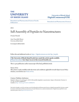 Self-Assembly of Peptides to Nanostructures Dindyal Mandal
