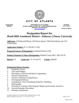 Designation Report for Druid Hills Landmark District - Subarea 4 Emory University