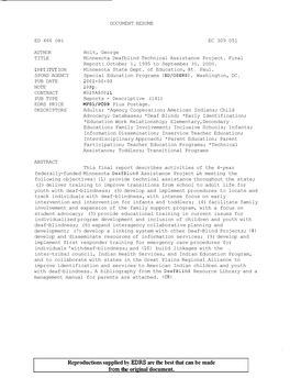 Minnesota Deafblind Technical Assistance Project. Final Report: October 1, 1995 to September 30, 2000
