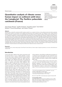 Quantitative Analysis of Climate Versus Human Impact on Sediment Yield Since the Lateglacial: the Sarliève Palaeolake Catchment