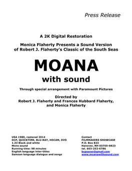 MOANA.Press Release