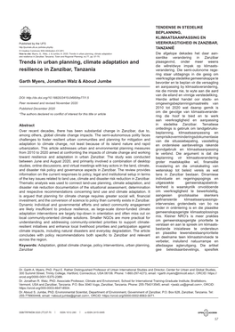 Trends in Urban Planning, Climate Adaptation and Resilience In