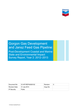 Gorgon Gas Development and Jansz Feed Gas Pipeline: Post-Development Coastal and Marine
