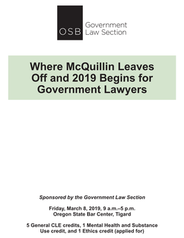Where Mcquillin Leaves Off and 2019 Begins for Government Lawyers