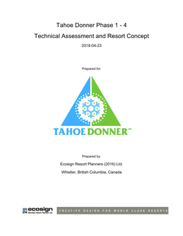 Tahoe Donner Phase 1 - 4 Technical Assessment and Resort Concept