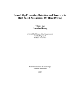 Lateral Slip Prevention, Detection, and Recovery for High-Speed Autonomous Off-Road Driving