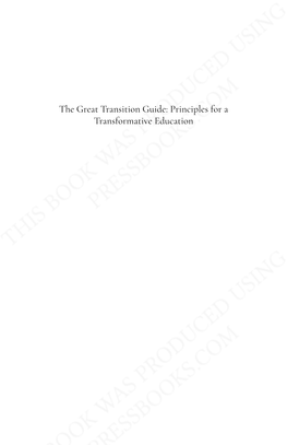 The Great Transition Guide: Principles for a Transformative Education