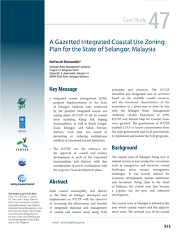 A Gazetted Integrated Coastal Use Zoning Plan for the State of Selangor, Malaysia