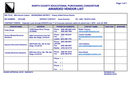 Awarded Bid with Vendor Info and Contract Special Provisions