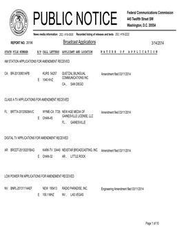 Broadcast Applications 3/14/2014