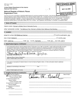 ^WSBBSSSSK* This Form Is for Use in Nominating Or Requesting Determinations for Individual Properties and Districts