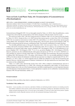 Correspondence PHYTOTAXA