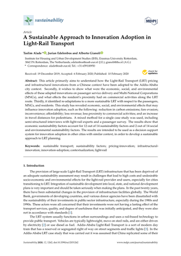 A Sustainable Approach to Innovation Adoption in Light-Rail Transport