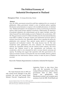 The Political Economy of Industrial Development in Thailand