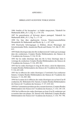 Appendix 1 Birkeland's Scientific Publications 1886