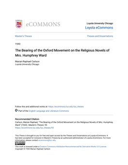 The Bearing of the Oxford Movement on the Religious Novels of Mrs