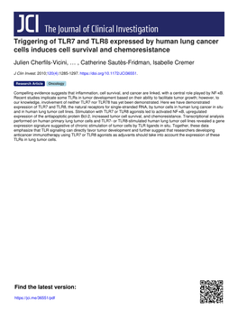 Triggering of TLR7 and TLR8 Expressed by Human Lung Cancer Cells Induces Cell Survival and Chemoresistance