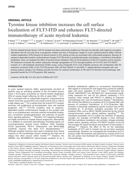 Tyrosine Kinase Inhibition Increases the Cell Surface Localization of FLT3-ITD and Enhances FLT3-Directed Immunotherapy of Acute Myeloid Leukemia