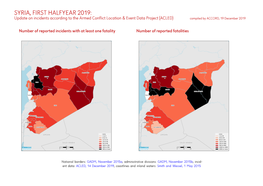 SYRIA, FIRST HALFYEAR 2019: Update on Incidents According to the Armed Conflict Location & Event Data Project (ACLED) Compiled by ACCORD, 19 December 2019
