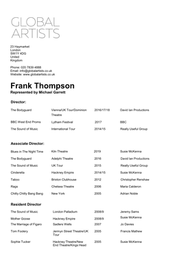 Frank Thompson Represented by Michael Garrett