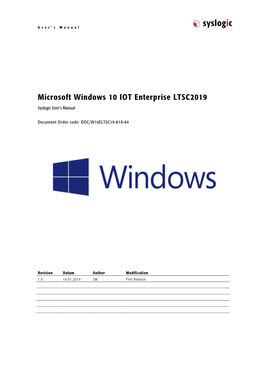 Microsoft Windows 10 IOT Enterprise LTSC2019 Syslogic User’S Manual