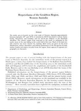 Herpetofauna of the Geraldton Region, Western Australia