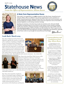 Statehouse News from the Office of Representative Allison Russo