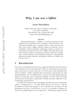 Why I Am Not a Qbist