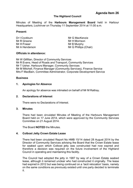 Harbours Management Board Minnutes 11 September 2014