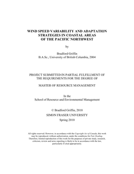 Wind Speed Variability and Adaptation Strategies in Coastal Areas of the Pacific Northwest