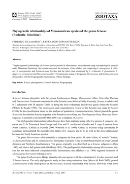 Zootaxa,Phylogenetic Relationships of Mesoamerican