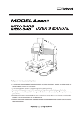 MDX-540S/540 User's Manual