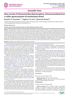 Hymenoptera: Ichneumonoidea) from a Coffee Agroecosystem of Southeastern Brazil Daniell R