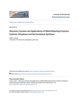 Carbonic Anhydrase and Epi-Isozizaene Synthase