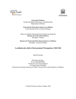 La Délation Des Juifs À Paris Pendant L'occupation, 1940-1944