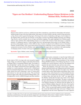 Understanding Human-Nature Relations in the Mishmi Hills, Northeast India