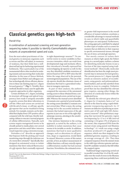 Classical Genetics Goes High-Tech Considerable Advantage to Manual Methods in Cases in Which Viable and Quantifiable David S Fay Phenotypes Are Anticipated