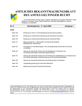 Amtliches Bekanntmachungsblatt Des Amtes Geltinger Bucht