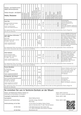 So Erreichen Sie Uns in Senheim-Senhals an Der Mosel: Heimat- Und Verkehrsverein Senheim / Senhals E.V