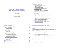 MAP 555 : Signal Processing Full Course Overview Course Overview